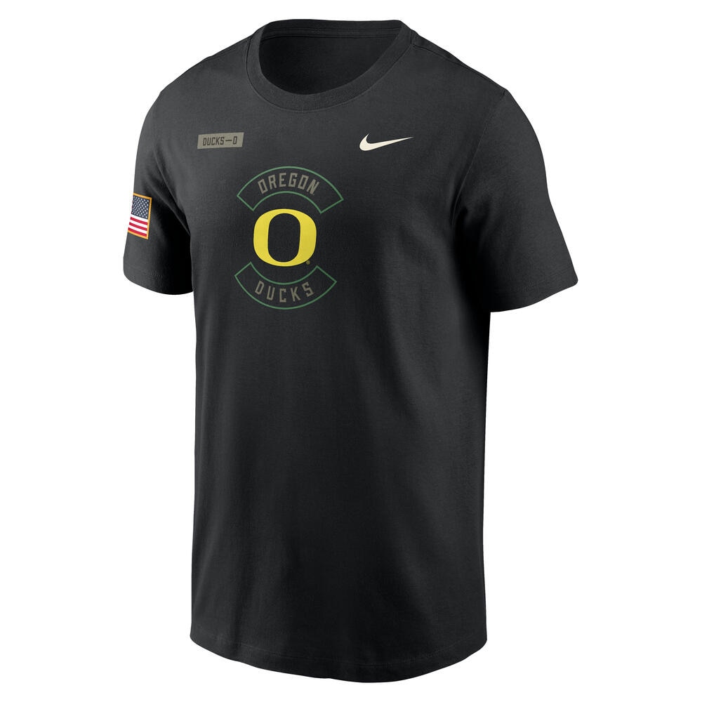 Classic Oregon O, Nike, Black, Crew Neck, Performance/Dri-FIT, Men, Legend, Military Appreciation, T-Shirt, 928855